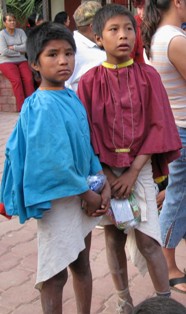 Tarahumara boys in Batopilas plaza.